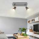 Depuley Ceiling Track Light Fixture: 2-Light Square Led Track Lighting Kit - Flush Mount Ceiling Spotlights Flexibly Adjustable Accent Lamp for Kitchen Living Room Bedroom Hallway GU10 Bulbs Included