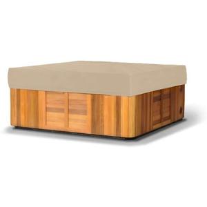 Covermates Classic Square Hot Tub Cover - All-Weather Water-Resistant Spa Protector - Durable 12-Gauge Vinyl Heavy-Duty Outdoor Shield with Elastic Hem, 84W x 84D x 14H, Classic Tan