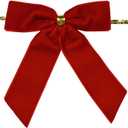 12 Pcs Red Small Velvet Bows Ornaments for Christmas Tree, Vintage Cute Christmas Ornaments for Home Decor, Tree, Mantle, Wreath and Gift Wrapping Crafts, 0.98’’ W/3.5 * 3.5 inch (Red, 12 Pcs)