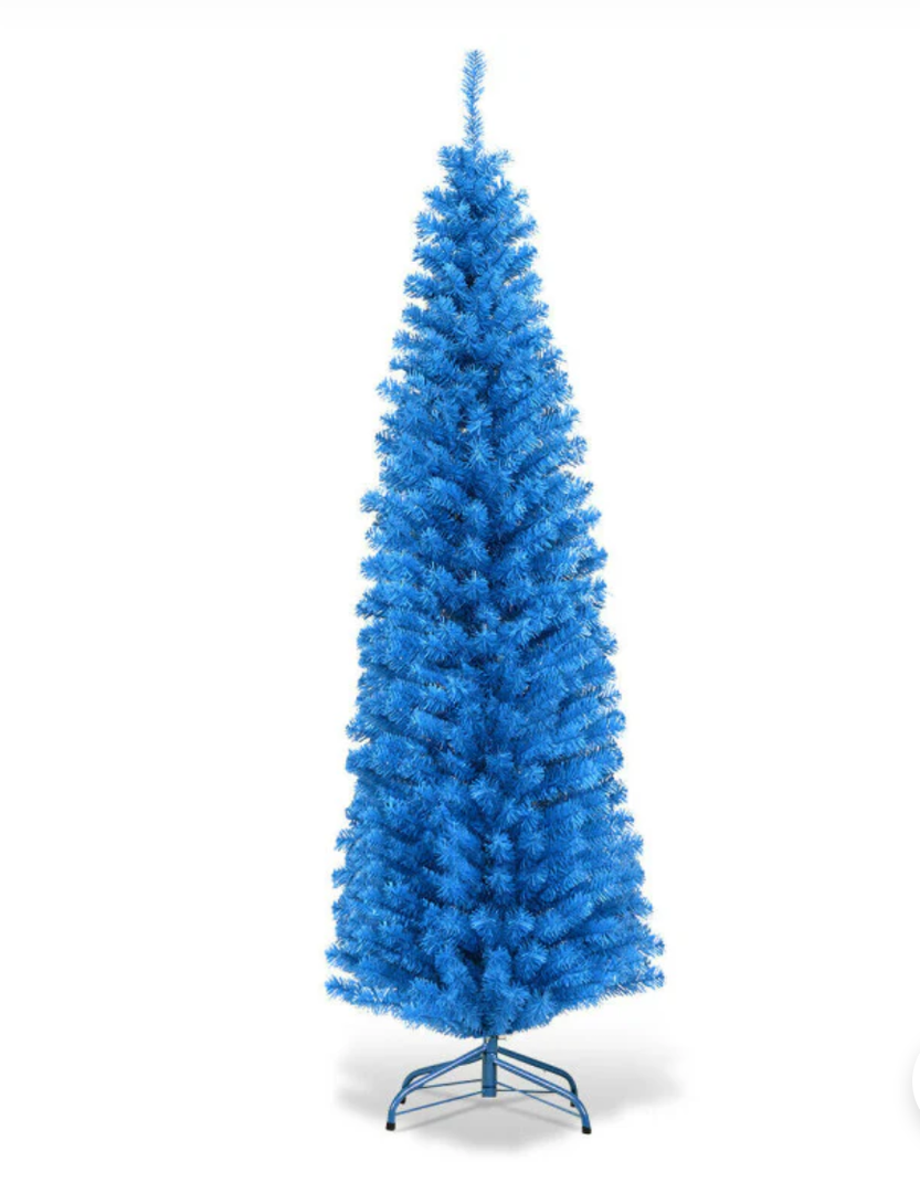 6 Feet Unlit Artificial Christmas Halloween Pencil Tree with Metal Stand