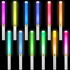 12 Pcs Glow Sticks Reusable 15 Colors LED Light up Stick Bulk Flashing Bright Lightsticks with AAA Battery Powered Glow in The Dark Party Supplies for Concert New Year (White)