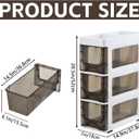 3 Drawer Storage Organizer, Narrow Plastic Storage Drawer Cart with 4 Wheels, 3 Tier Space Saving Storage Tower Box, Narrow Storage Cart for Small Space Bedroom Bathroom Kitchen Pantry Office
