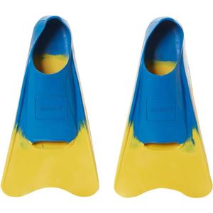 Sporti Adult-Kid Short Swim Fins for Pool Lap Swimming, Floating Fins for Swimming & Snorkeling, Swim Flippers for Training (Youth 4-5 / Women's 6, YellowBlue)