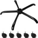 Frassie 25 Inch Office Chair Metal Base Replacement Heavy Duty 2500 Lbs Computer Chair Base Part with 5 Casters (Black)