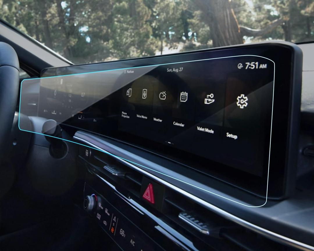 2PCS Car Screen Protector for 2025 Kia K5 (LXS/GT-Line/GT/EX) Accessories Navigation&Dashboard Nano Touchscreen Protector Film HD Clear Bubble Free 12.3''