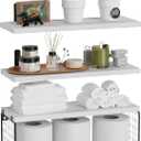 WOPITUES Bathroom Shelf Over Toilet, Floating Bathroom Shelf Wall Mounted with Wire Basket, Floating Shelf for Wall Dcor-Modern White (16.5inch)