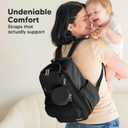 KeaBabies Diaper Bag Backpack - Small Multifunctional Travel Diaper Back Packs, Maternity Baby Changing Bags, 12L Capacity, PU Leather, Waterproof, Unisex, Nappy Changing Pad (Trendy Black, Small)