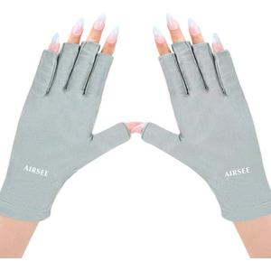 AIRSEE UV Gloves for Nail Lamp,Professional UPF50+ UV Protection Gloves for Manicures Nail Art,Fingerless Gloves That Shield Skin from The Sun and Nail Lamp (Mint Green)