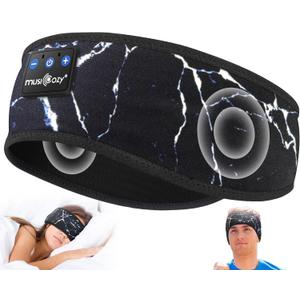 MUSICOZY Sleep Headphones Bluetooth 5.4 Headband, Wireless Earphones Music Sleep Earbuds Sleeping Eye Mask with HD Stereo Speakers for Workout Running Travel Yoga, Ideal Gifts (Marbling Black)