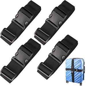 MAGARROW 2-Inch Luggage Straps Buckle Packing Strap Adjustable Belts Suitcase Secure Accessory for Travel (Black, 2'' x 78")