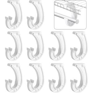 moonoom 10Pcs Hanging Closet Rod Support,3/4 Closet Shelf Rod Holder,Sturdy J-Shaped Closet Brackets for Hanging Clothes,Cabinets Storage and Curtain
