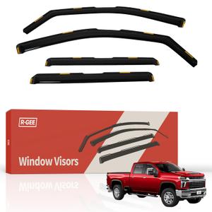 R-GEE in-Channel Window Rain Guards Fit for Chevrolet (Chevy) Silverado/GMC Sierra 2500HD/3500HD 2020-2025 Crew Cab, Durable Window Deflectors, Vent Window Visors Exterior Car Accessories, 4 Pieces