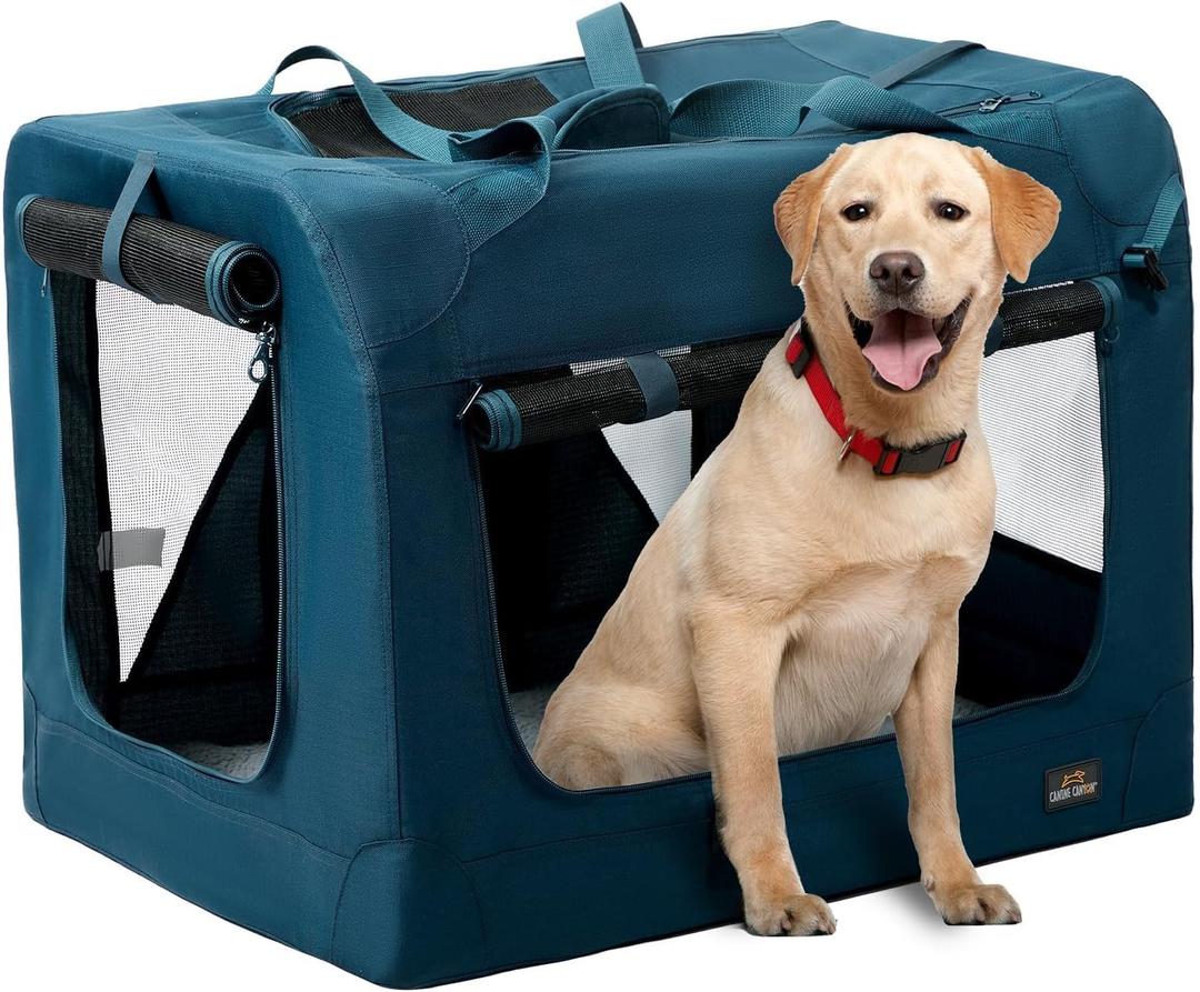 36 Inch Collapsible Soft Large Dog Crate, 3 Door Portable Dog Crates for Large Dogs, Soft Sided Dog Kennel with Chew Proof Mesh Windows, Dog House Indoor & Outdoor, Travel Dog Crate 