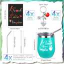 12 Pcs Teacher Appreciation Graduation Gifts Bulk for Women, Teach Love Inspire Tumbler Set 12 oz Wine Cup with Mini Journal Notepads Keychains Teachers Day Retirement(Dark Color)