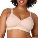 Playtex Women's Wireless Bra, Breathable Smoothing Bras for Women, Moisture-Wicking, Adjustable Straps (36DD, Almond)