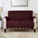 Great Bay Home Reversible Loveseat Cover - Washable Slipcover Furniture Protector with Elastic Straps - Perfect for Kids & Pets - Quilted & Stitched Detail (Wine/Light Grey)