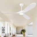 60 Inch White Wood Outdoor Ceiling Fans with Lights and Remote
3 Blade Modern Propeller Ceiling Fan,Dimmable Light Quiet DC Motor for Indoor Farmhouse Patio Gazebo Bedroom Reversible Fan