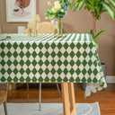 Rectangle Table Cloth,100% Waterproof Tablecloth Oil Proof Spill Proof Vinyl Table Cloth, Wipe Clean Plastic Table Cover for Dining, Camping, Indoor and Outdoor 52" x 70",Green Checkered