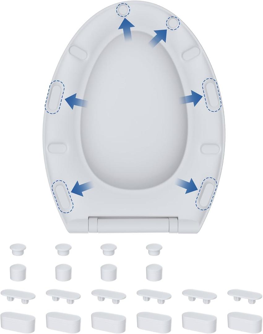 Hibbent 10 pieces Toilet Seat Bumpers for Bidet Attachment, Strong Adhesive with 2 Thickness TPE Pads(2 Heights), Universal Buffer Toilet Lid Rubber Bumpers, White