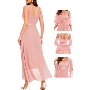 BeryLove Formal Wedding Guest Sequin Mother of The Bride Dress Evening Dresses (Medium, Blush)