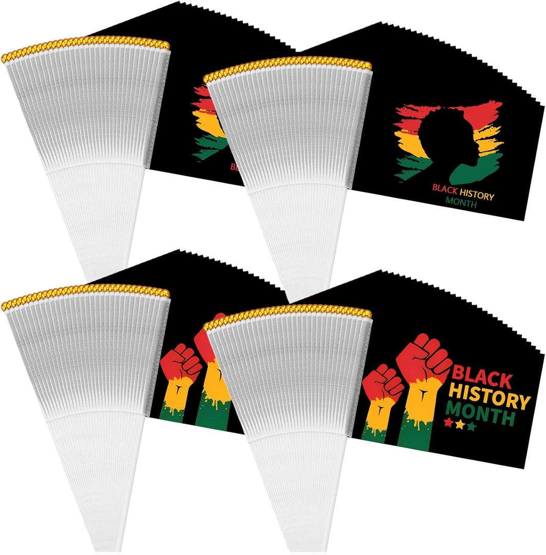 100 Pcs Black History Month Flag Small Mini Hand Held Black History Month Flag Bunting for African American Festival Party Supplies