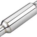 LCGP 2.5" inlet & outlet Universal Resonator, 16" Long Performance Muffler, Weld- On, Straight Through Design, Deep Tone (2.5" Inlet 16" Overall Length, silver)