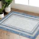 Beeiva Border Blue Rugs for Entryway, Kitchen Rugs Non Slip Washable 2x3 Throw Mat with Rubber Backing, Modern Printed Small Accent Carpet for Bedroom Indoor Bathroom