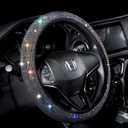 Valleycomfy Steering Wheel Cover for Women Men Bling Bling Crystal Diamond Sparkling Car SUV Wheel Protector Universal Fit 15 Inch (Black with Colorful Diamond,Standard Size(14" 1/2-15" 1/4))