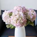 DUYONE 4pcs 22.4'' Realistic Large Real Soft Touch Artificial Hydrangea Flowers with Long Stem,Lifelike Latex Flowers for Home Decor Wedding Arrangements Party Living Room Bouquets 4pcs Pink Edge