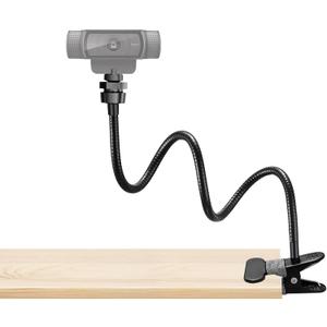 LenTok Webcam Stand Phone Mount for Desk, Gooseneck Desktop Tripod & Tabletop Phone Holder with Clamp & 1/4" Thread, Compatible with Action Camera GoPro C922 C930e C920S C920 615 C960 C920x Brio