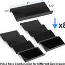 MIUKAA Black Spice Drawer Organizer, 4 Tier- 8 Pack Acrylic Drawer Seasoning Organizer, Expandable From 9'' to 18''Kitchen Spice Rack Tray for Drawer/Countertop (Jars not included)