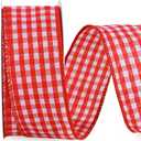LaRibbons Red Gingham Ribbon Wired 1 1/2 Inch x 10 Yards Check Plaid Ribbon for Gift Wrapping Christmas Tree Wreath Bow Outdoor Decoration