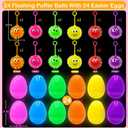 24 Pack Easter Eggs Filled with LED Puffer Balls, Light Up Stress Relief Toys for Kids Boys Girls Teens Easter Hunt Filling Treats Basket Stuffers Easter Party Favors