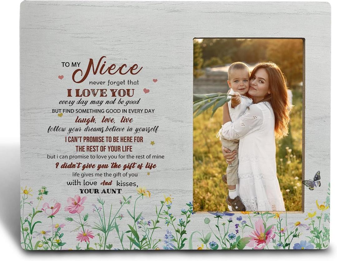 Niece Wooden Picture Frame, 4x6 Inch, Aunt And Niece Gift, Perfect For Birthdays, Weddings, Anniversaries, 9.8 x 7.9 Inches