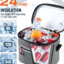 Soft-Sided Cooler Lunch Bag, 30 Can Portable Ice Chest Box, Waterproof, Leak-Proof, Insulated Lunch Box for Work, Beach, Drink, Travel, Camping, Picnic (Large, Dark Gray)