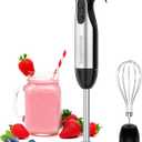 Bonsenkitchen Immersion Handheld Blender with Whisk, 20-Speed & Turbo Mode Hand Blender Stick 500W, 304 Stainless Steel Hand Blender for Soup, Smoothie, Puree, Baby Food (With 1 attachment)