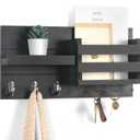 Mail Organizer for Wall Mount – Key Holder with Shelf Includes Letter Holder and Hooks for Coats, Dog Leashes – Rustic Wood with Flush Mounting Hardware (16.5” x 8.7” x 3.5”)