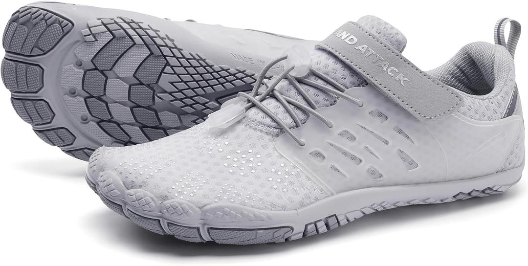 Grand Attack Barefoot Shoes Women Minimalist Zero Drop Lightweight Cross-Trainer for Wrestling Boxing Weightlifting Walking Shoes (10 Wide, 647/Light Grey)