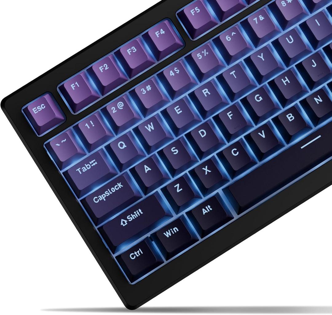 x XVX Shine Through PBT Keycaps, Custom Keycaps 60 75 100 Percent OEM Profile, Doubleshot Key caps Set for 61/64/68/84/87/100/104/108 Gaming Mechanical Keyboard, Gradient Purple