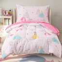 PHF 4 Piece Toddler Bedding Set, Ultra Soft Toddler Comforter Sets Include Comforter, Fitted Sheet, Flat Top Sheet and Pillowcase for Girls, Bed in A Bag for Toddler Bedroom, Princesses