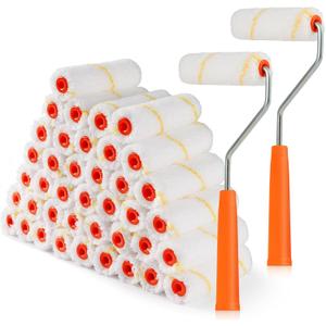 Microfiber Paint Roller 4 Inch, 40 Pack Mini Paint Roller Covers, Small Paint Rollers for House Painting with Paint Roller Frame, Wall Painting Tool