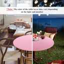 Obstal Fitted Round Table Cloth, Reversible Waterproof Stain Resistant Elastic Stretch Tablecloth, Wipe Clean Table Cover for Outdoor/Indoor Use, Fits Round Tables up to 30" - 36" Diameter, Baby Pink