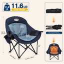 Heated Oversized Camping Chair, Heavy Duty Padded, Thick Headrest, Blue, Single