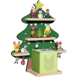 Green Christmas Tree Tonies Shelf Wall Mounted - Tonies Wall Shelf for Toniebox, Charging Station, Magnetic Wood Display Floating Shelves for Tonie Figures Storage