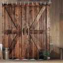 Rustic Barn Door Shower Curtain for Bathroom, Retro Countryside Wood Board Bathroom Decor Curtain Sets,Art Vintage Famhouse Western Bath Curtains RV Shower Curtains with Hooks 60X70IN