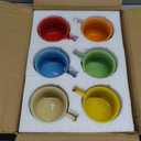 Sliner 6 Pcs Polka Dot Creative Coffee Mugs 10 oz Hot Chocolate Mugs Flat Bottom Coffee Cups with Handle Ceramic Porcelain Dinnerware for Kids Birthday Gift, Assorted Color