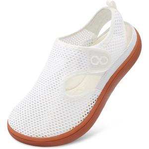XIHALOOK Womens Flat Sandals Closed Toe Summer Breathable Mesh Sandals for Beach Travel Casual Walking Shoes Zero Drop Wide Barefoot Shoes (White), Size: 9.5 Wide