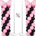 Leitee 2 Sets Adjustable Black Pink Bow Balloon Column Stand Kit Include 143 Pcs Black and Pink Adjustable Balloon Stands Kit for Bow Coquette Themed Party Graduation Birthday Wedding Floor Decoration