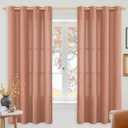 YoungsTex Rust Terracotta Linen Curtains 63 Inch Length for Living Room, Burnt Orange Light Filtering Drapes with Bronze Grommet Privacy for Bedroom, 52 x 63 Inch, 2 Panels