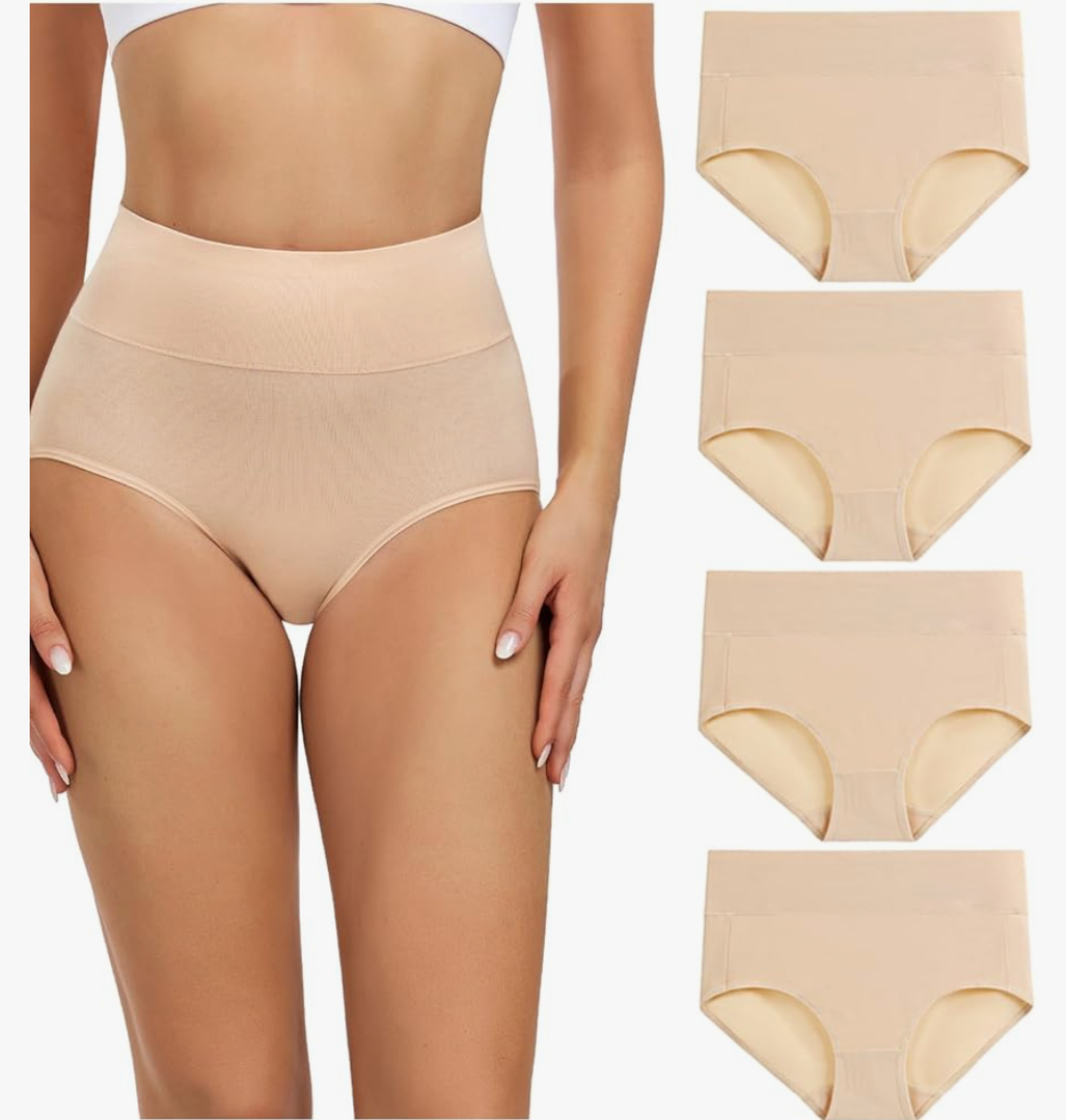 wirarpa Women's Cotton Underwear High Waisted Ladies Panties Full Coverage Briefs 5 Pack L